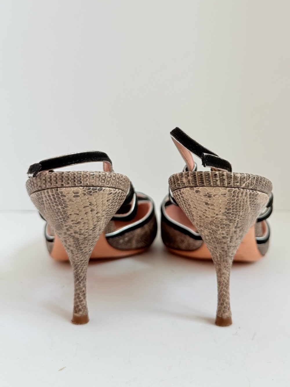 Vintage Prada Snakeskin Suede leather trim Slingback pointed toe Heels EU 40.5 - Picture 6 of 10